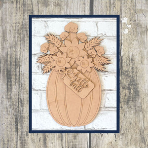 Fall Floral Pumpkin Door Hanger