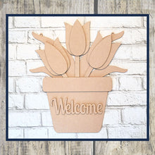 Load image into Gallery viewer, Welcome Tulips Door Hanger