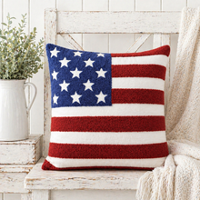 Load image into Gallery viewer, Embroidered American Flag Pillow