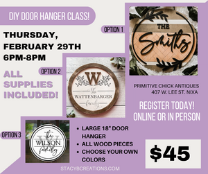 DIY DOOR HANGER CLASS  - February 29th