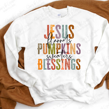 Load image into Gallery viewer, Jesus Flannels Pumpkins Sweaters Blessings
