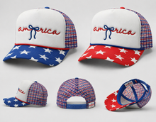 Load image into Gallery viewer, America Embroidered Hat: Red Stars