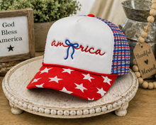 Load image into Gallery viewer, America Embroidered Hat: Red Stars