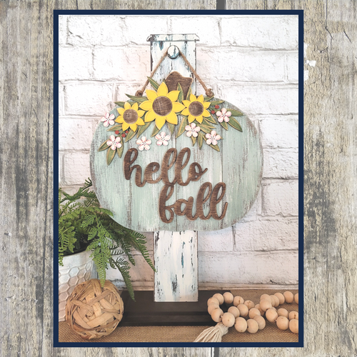 Hello Fall Pumpkin Door Hanger