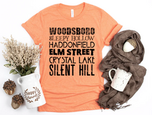 Load image into Gallery viewer, Woodsboro. Sleepy Hollow. Haddonfield. Elm Street. Crystal Lake. Silent Hill.