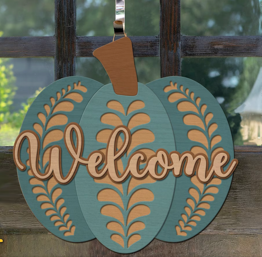 Welcome Pumpkin Door Hanger DIY