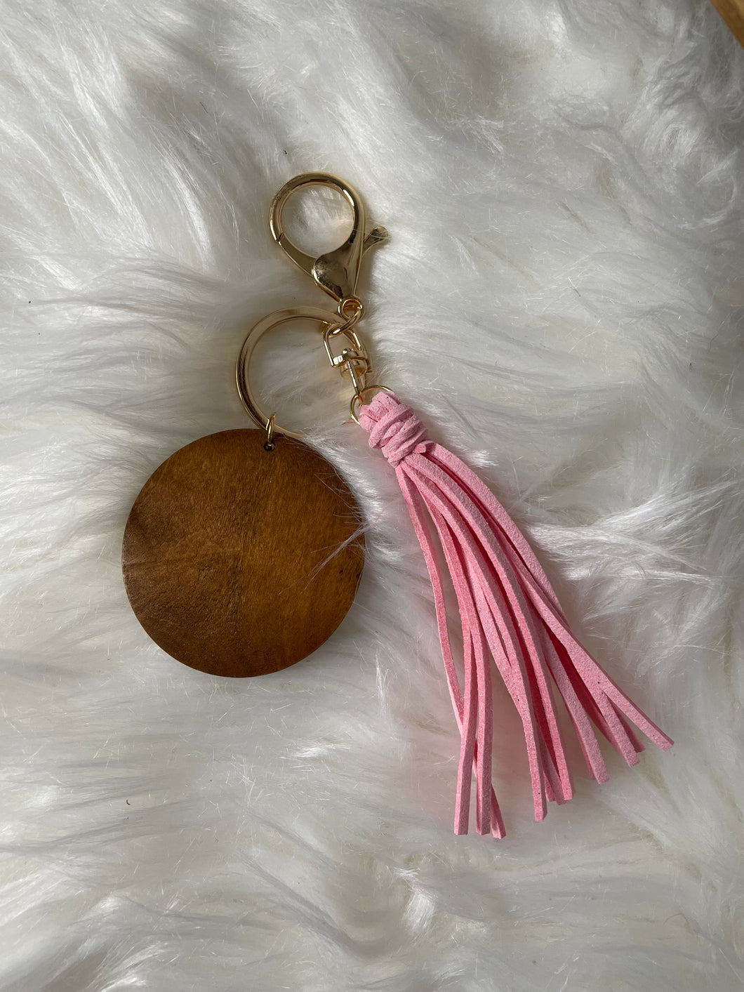 Keychain Tassels with Wood Disc