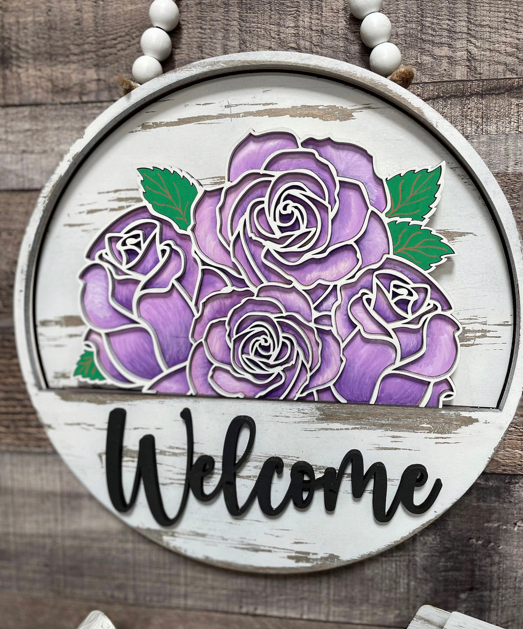 Welcome Door Hanger with Roses DIY
