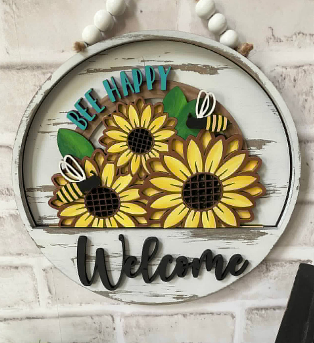 Bee Happy Sunflower Door Hanger DIY