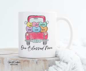 Vintage Truck with Personalized Candy Hearts mug