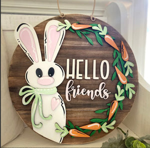 Hello Friends Bunny DIY Door Hanger