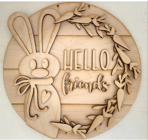 Hello Friends Bunny DIY Door Hanger