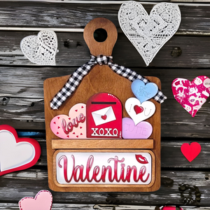 Interchangeable Faux Bread Board with Valentine Insert