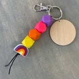 Load image into Gallery viewer, Silicone Bead Keychain with Wood Disc