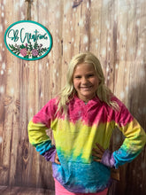 Load image into Gallery viewer, Girls Rainbow Stripe V Notch Hooded Sweatshirt