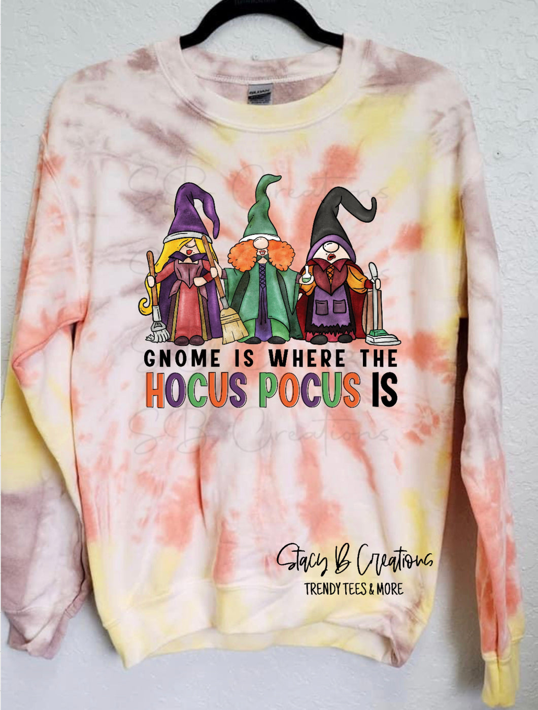 Gnome is where the hocus pocus is on “candy corn” tie dye