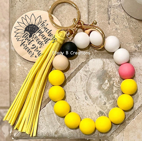 Teacher Pencil Bracelet Keychain