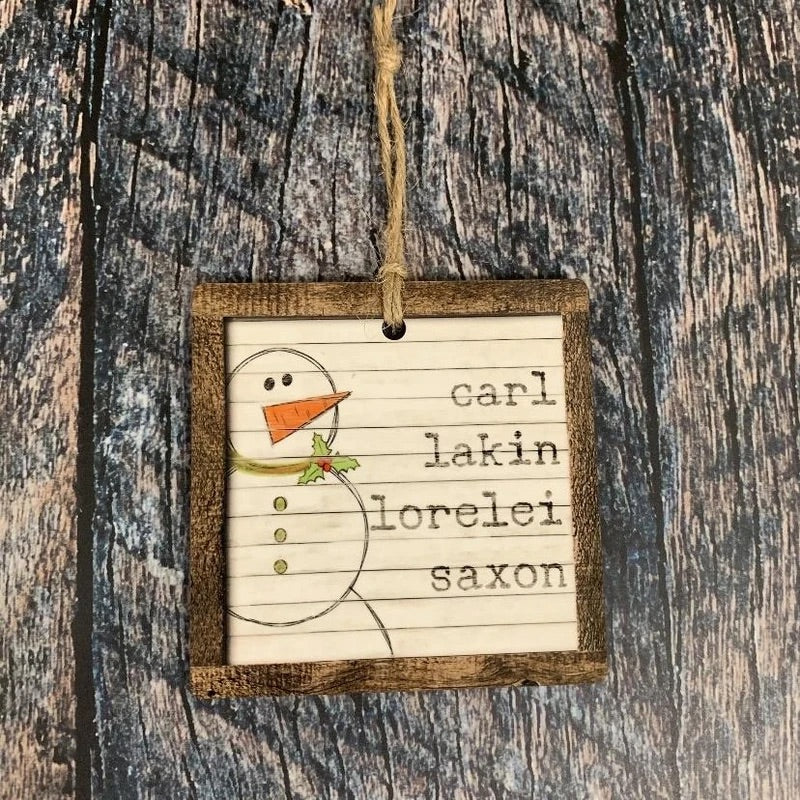Framed personalized ornament